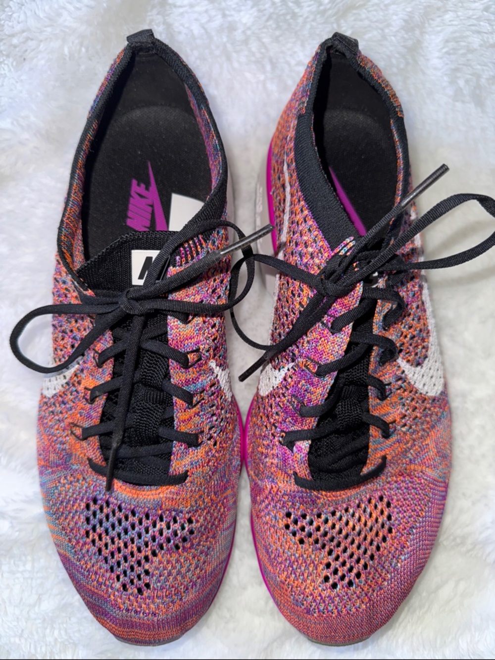 Nike Women’s Flyknit Zoom Running Shoes - Bright Multicolor with White Swoosh